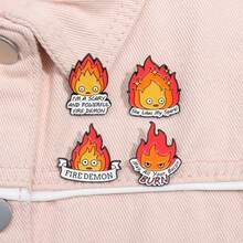 1 Pc Cute Cartoon Flame Series Lapel Pin, Funny Anime Character Peripheral Quirky Style Brooch, Versatile Fashion Accessory - Flame - View 7
