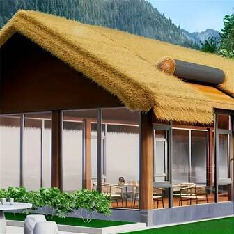 Fireproof Artificial Thatched Grass Roll - PE Synthetic Grass With Rubber Backing, Weather-Resistant And UV-Resistant, Suitable For Tiki Bar, Patio, Garden, Easter And Western Party Decoration - Realistic Mexican Palapa Roofing Material, Fencing, Outdoor Thatch Material, Gazebo Roofing, Tropical Style Decor, Durable PE Material