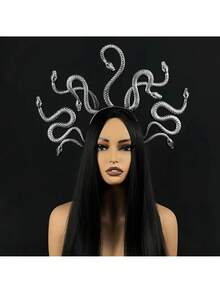 Retro Medusa Headband | Golden Plastic Snake Hair Accessory For Role-Playing And Themed Parties | Multi-Snake Design | Ideal Choice For Witch And Sorceress Costumes | Dry Cleaning Only, As A Gift Halloween - Multicolor - View 8