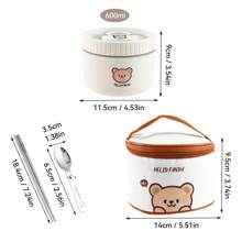1 pezzo Scatola termica per il pranzo in acciaio inossidabile 304 da 400/600 ml con motivo orsetto carino, coperchio e manico, portatile e a tenuta stagna, adatta per microonde e riscaldamento ad acqua calda, contenitore per insalata di frutta, contenitore per il pranzo isolato riutilizzabile, adatto per studenti e adulti a scuola, in ufficio, all'aperto, per campeggio, picnic e viaggi