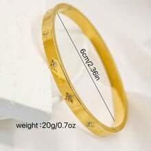 2 Pcs/Set Luxury Fashion Bracelet Set, New Stainless Steel Zirconia Women Bracelet, Octagram Diamond Bracelet, Suitable For Daily Wear Or Gift For Women - Yellow Gold - View 7