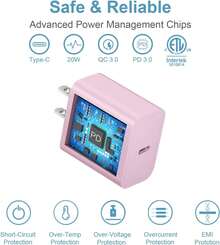[ Pink ]For Phone 14 13 12 Charger Fast Charging 20W PD USB C Wall Charger With 6FT&10FT Fast Charging Cable Compatible I Phone 14/13/12/11/Pro/Pro Max/Mini/Xs Max/XR/X, IPad Nan - US A Type Plug(110-127V) - View 6