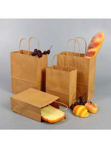 50个装带手柄棕色纸袋 - 礼品袋 - 带抽绳手柄的牛皮纸袋 - 21 X 11 X 27 厘米 - 适用于生日、婚礼、圣诞节和派对庆祝活动的牛皮纸袋