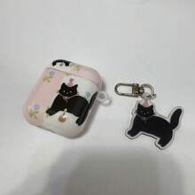 Floral Cat Graphic Print Protective Case Compatible With Apple Pro 2, Wireless Bluetooth Earphones, 3 And 2