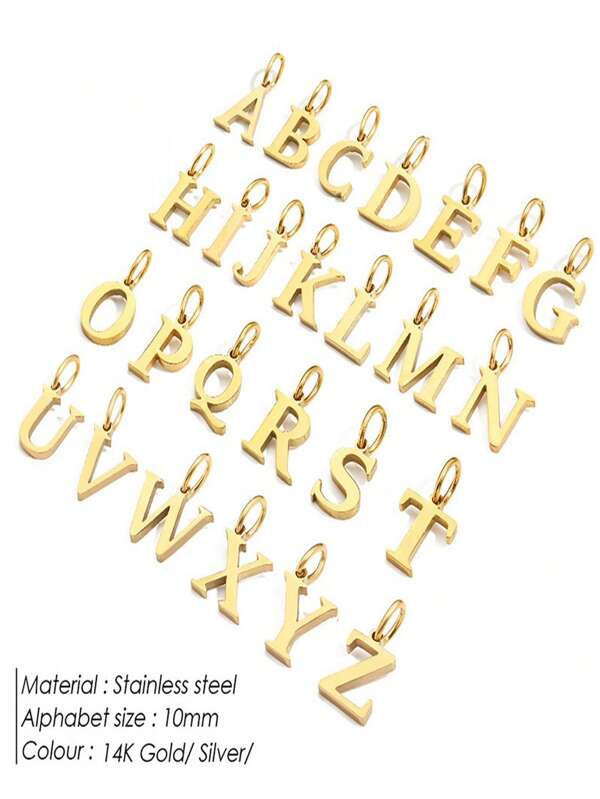 1pc Stainless Steel Initial Pendant Letter Pendant Men's And Women's Key Pendant Accessories Necklace Earrings Pendant Pendant