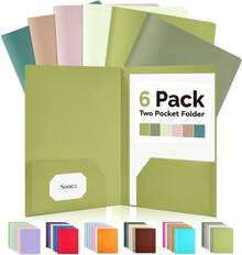 6Pack Folders With Pockets, Green Colors, Heavy Duty Pocket Folders, Plastic Folders With Pockets, 2 Pocket Folders Bulk, File Folders, School Folders Business Folder Office Filing Supplies - Green - View 1