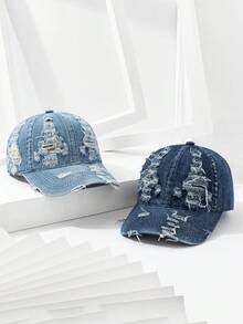 1 Chiếc Mũ Lưỡi Trai Denim Cổ Điển Đã Giặt Cũ, Mũ Snapback Thời Trang Thường Ngày Cho Cả Nam Và Nữ, Chống Nắng & Thoáng Khí - Nhiều màu - Xem 2