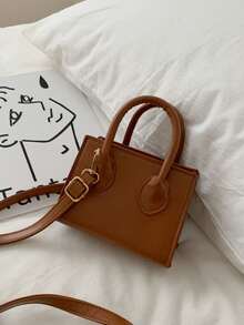 1pc PU Zipper Closure Bag, Fashionable Niche Design, Minimalist Mini Handbag, Square Bag, Korean Style, Multifunctional Compact Crossbody/Shoulder Bag, Casual Comfortable Adjustable Strap, Smooth Long Style, Versatile, Suitable For Daily Use, Women's Daily Shopping And Travel - Simple Handbag (high-end Version) - View 4