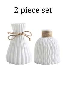 2 件/套坚固的塑料花瓶,带人造郁金香,适合装饰餐厅、客厅、阳台、咖啡厅、卧室、书房、派对、情人节礼物 - 粉色 - 查看 10