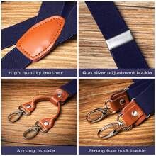 Men Braces For Trousers With 4 Strong Metal Clips, Y-Back 2cm Wide Heavy Duty Adjustable Elastic Suspenders For Men & Women