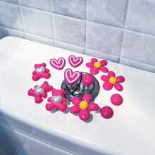 2pcs Bear Heart Flower Round Toilet Flush Assist Button, Protect Nail Art, Indoor And Car Decoration, Drawer And Wardrobe Handle, More Comfortable Life And More Exquisite Gift For Friends