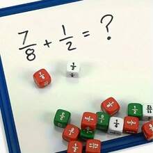 12pcs 16mm Round Fraction Dice, For Math Education - 1/2, 1/3, 1/4, 1/5, 1/6, 1/8 - Suitable For School And Home Teaching - Multicolor - View 1