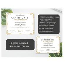 1pc Graduation Certificate Template, Printable Course Completion Certificate, Editable Beauty Award Certificate Template - Certificate Of Completion 2 - View 3