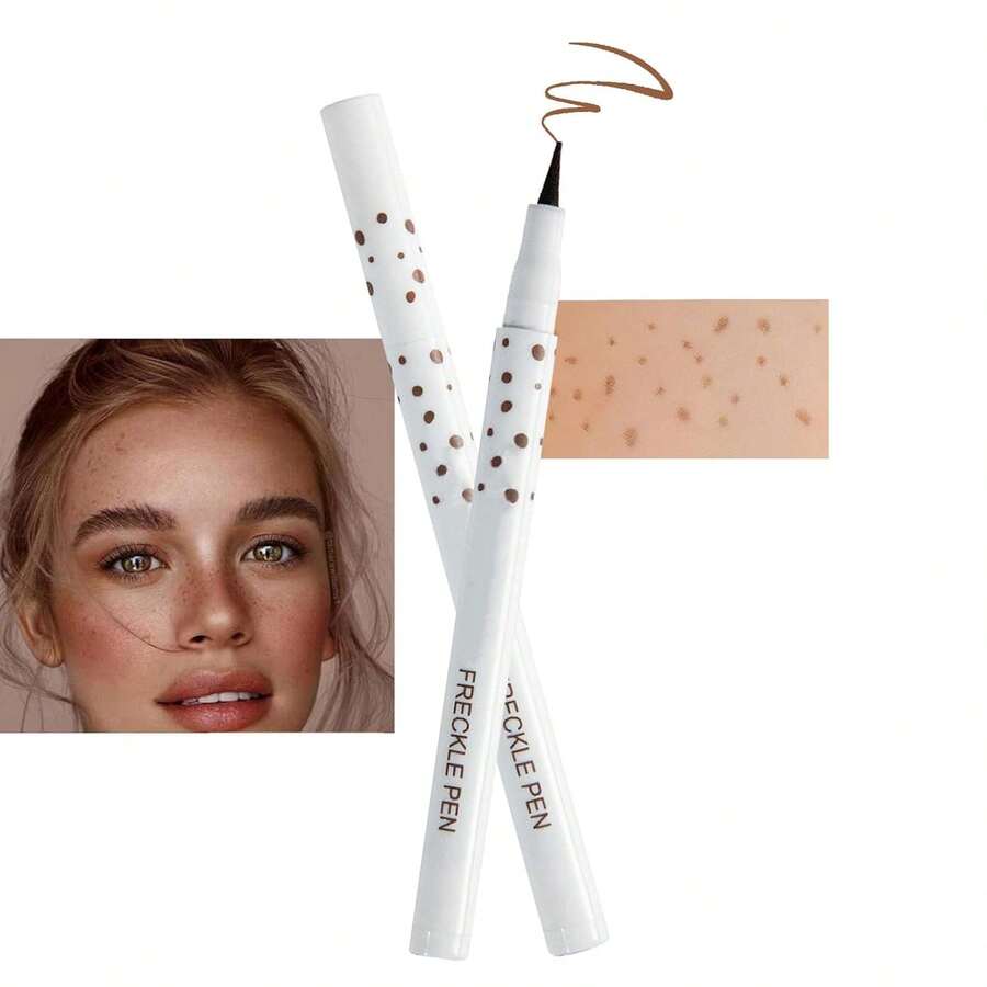 Freckle Pen, Freckle Makeup Pen Face, Waterproof Long Lasting Quick Dry Faux Freckles, Soft Artificial Freckles Makeup Face Decoration, Create Natural Sunkissed Skin (Chestnut) - Brown - View 1