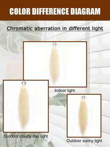 1-2pcs 26 Inch Light Golden Synthetic Yaki Straight Hair Extensions, Fluffy Ponytail Wig, Suitable For Halloween, Christmas, Holiday Parties - Gold - View 7