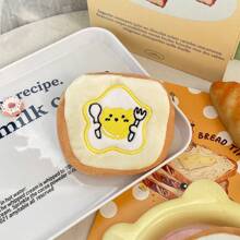 Cute Cartoon Fried Egg Toast Plush Coin Purse, Capybara Coin Lipstick Round Coin Case, Bluetooth Earphone Storage Card Holder