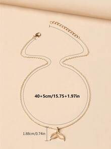 Biokia 1 pieza Collar con colgante de cola de pez minimalista y versátil de moda - Amarillo Oro - Ver 5