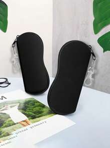 1pc Unisex Soft Neoprene Eyeglass Case, Glasses Zipper Case, Portable Sunglasses Pouch, Eyewear Accessories For Travel And Sports