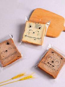 100 Reusable Clear Sandwich Bags- Food Storage,Vacuum Sealing, Kitchen Organization - Cat Expressions - View 4