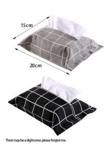Family Pack Paper Towel Sleeve Tissue Bag Paper Towel Bag Fabric Tissue Box Tissue Bag ,Simple Style Plaid Fabric Tissue Bag Fabric Car Tissue Bathroom Living Room Placement ,Creative Paper Towel Sleeve Lightweight Non-Cardboard Tissue Convenient Replacement - Multicolor - View 5