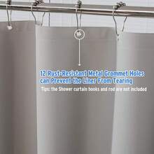 Stall Shower Curtain 54x78, Plastic, Thick PEVA, Heavy Duty With 2 Weighted Stones And 9 Grommets - Grey - View 4