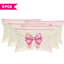 1/5/10/20pcs Sweet Pattern Canvas Zipper Bags Gift Storage Pouch Set, Y2K Style Bow Decor Accessory Organizer Bags, Essential For Ladies Party Butterfly Theme, Versatile Makeup Brush Holder, Stationery Pouch, Party Favor Bags