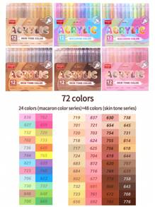 طقم قلم علامة أكريليك سائل مباشر 12/24 Color2 لون، غير شفاف احترافي للطلاب، متعدد الخيارات متعدد الطبقات، أقلام فرشاة مائية، لوازم ألم عالية الجودة للفنون والأهداب ل- ، هدايا العودة إلى المدرسة