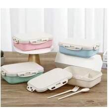 Lunch Box Per Microonde Da 1000 Ml Per La Scuola Dei Bambini Paglia Di Grano Bento Box Cucina Contenitore Per Alimenti In Plastica Lunch Box - 白色 - 查看 2