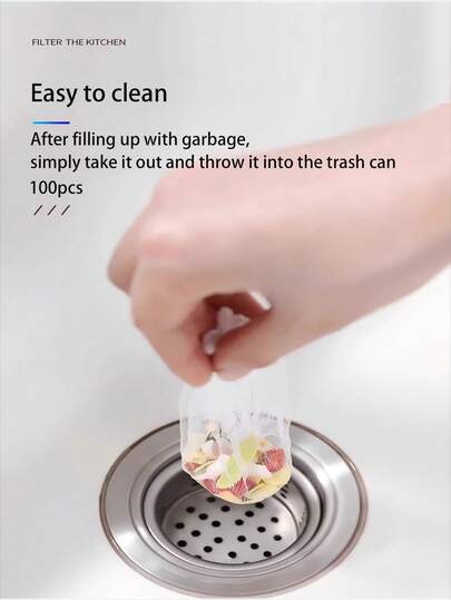 100pcs Fabric Kitchen Sink Strainers - Disposable Food Waste Catcher Bags, Easy Drain Cleaner, Essential Kitchen Cleaning Supplies