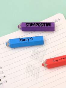 10 件/40 件铅笔形橡皮擦，鼓舞人心的橡皮擦，散装激励橡皮擦，你真棒，适合学生、办公室、教室、奖品派对礼物，10 种颜色。定制姓名铅笔橡皮擦。这些可爱的橡皮擦可用 - 彩色 - 查看 2