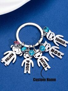 Customized Key Chain, Customized Key Chain With 1 To 4 Names, Personalized Key Chain Gift For Brothers, Sisters, Couples, Families, Halloween, Christmas, Colorful, Cute, Adorable, Funny, Kawaii, Y2K, Stylish, Unisex, Casual, Custom, Personalized, Unique, Customized, Ideal Gifts For Him, Ideal Gifts Junior High School Students, Middle School Students, High School Senior High School Students, College Students, University Students, Freshman, Sophomore, Underclassmen,Delicate Romance,Winter Grace - Silver - View 1