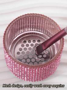 Vollständig mit Strass besetzter Holzdeckel Nagelpinsel Reinigungsbecher, vollständig mit Strass besetzter transparenter Glas-Reinigungsbehälter mit Deckel, Schmuckpinsel Reinigungsbecher, Nagelkunst Zubehör, Nagelkunst Werkzeuge, Nagelkunst Accessoires, Schulbeginn, Nagelkunst, Nagelkunst Werkzeuge (geeignet für Nagel Sticker) - Verschiedenfarbig - Übersicht 4