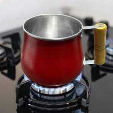 ALUMINUM MUG WITH WOODEN HANDLE 1.2 LITERS - Red - View 3