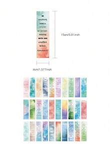 30pcs Bible Verse Bookmarks, Book/Journal/Planner Scrapbook Reading Marked Cards, Paper Bookmark School Supplies,Back To School - Multicolor - View 2