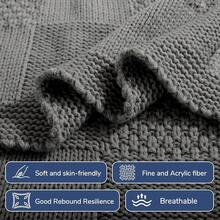 Knit Throw Blanket,Classical Checkered Blanket For Couch,Cozy Warm Knitted Throw Blanket For Bed Sofa Living Room, Decorative Stretched Throw, Lightweigh,50"X 60"Oatmeal - Grey - 查看 4