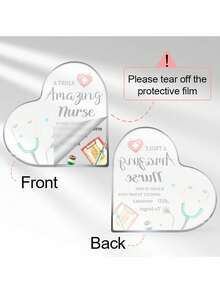 1/2 Pieces, Stethoscope Thanks Nurse For Heart-Shaped Acrylic Plaque Desktop Home Decoration (The Surface Has A Membrane That Needs To Be Tear Open), Graduation Gift For Nurse Classmates, Perfect Gift Acrylic Souvenir Decorations Suitable For Living Room, Bedroom, Office - Green - View 6