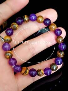 Amethyst Tigers Eye Gemstone Bracelet Anxiety Bracelet For Women Men Powerful Protection Calming Crystals Yoga Meditation Jewelry 8mm