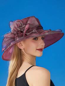 1 peça chapéu para mulheres senhoras organza fascinator páscoa chá festa nupcial igreja domingo chapéu de sol