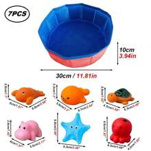 Ensemble de 11 pièces Piscine interactive portative pliable pour animaux de compagnie avec jouets de poisson, jouets de poisson de couleur aléatoire convenant aux chats et aux chiens toute l'année