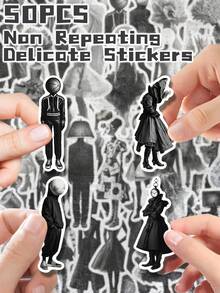 50pcs Surrealism Model Themed 2D Flat Stickers Non-Repeating Delicate Decoration For Holiday Gift Celebration Party&Home Decor Birthday Gift Luggage Notebook Handbook Water Bottles Cups,For School Supplies,Back To School - Multicolor - View 7