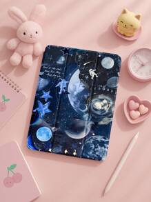 MoonBeautiful Pink Jellyfish Pattern Transparent Silicone Shock-Absorbing Stand With Pen Slot, Suitable For Galaxy Tab A8 10.5, S6 Lite 10.4, S7/S8/S9Inch. It Supports Sleep Awakening As A Holiday Gift