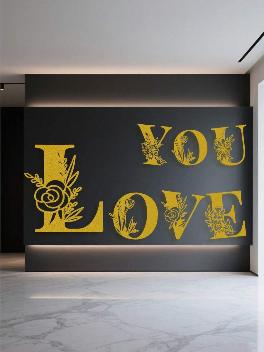 1 件手绘工业铁艺墙饰，带防锈金属切割 - 复古奢华金玫瑰藤蔓金属墙饰，适用于婚礼和高端家居 - 彩色 - 查看 1