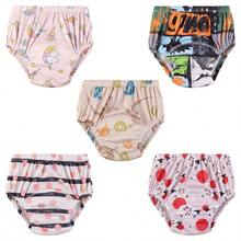 5 PIEZAS Pantalones de pañal para bebé suaves y cómodos, pantalones de entrenamiento para niños pequeños, pañales lavables y reutilizables, pantalones de pañal para recién nacidos, pantalones de entrenamiento para ir al baño del bebé, perfectos para baby shower y el mejor regalo para bebé - Estampado digital - Multicolor - Ver 11