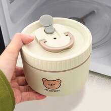 1 pezzo Scatola termica per il pranzo in acciaio inossidabile 304 da 400/600 ml con motivo orsetto carino, coperchio e manico, portatile e a tenuta stagna, adatta per microonde e riscaldamento ad acqua calda, contenitore per insalata di frutta, contenitore per il pranzo isolato riutilizzabile, adatto per studenti e adulti a scuola, in ufficio, all'aperto, per campeggio, picnic e viaggi