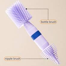1pc Baby Silicone Portable Bottle Brush With Storage Box, Baby Nipple Brush Drying Rack Travel Set