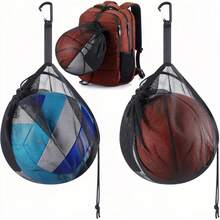 排球包，耐用篮球包，带小内袋，篮球携带包，可容纳 1 个球，各种运动球，包括篮球、足球、足球和橄榄球，黑色 - 彩色 - 查看 2