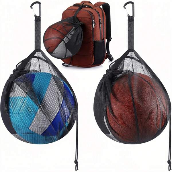 Volleyball Tasche, robuste Basketball Tasche, mit kleiner Innentasche, Basketball Tragetasche, passt 1 Ball, für verschiedene Sportbälle inklusive Basketball, Fußball, Soccer und Rugby, schwarz
