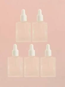 3/5/10/20pcs/Set Square Matte Empty Refillable Glass Dropper Bottles 5ml/8ml/10ml/15ml/20ml For Essential Oil, Serum, Perfume, Travel And DIY Use, White And Silver Cap