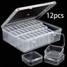 1 Set Of 12/15/20/30 Pcs (2.17in) Clear Plastic Storage Boxes - Suitable For Beads, Jewelry And Craft Items - Durable Organizational Solution, Perfect Small Gift For Yourself, Students, Friends And Lovers, Jewelry Box For Women Storage Organizer Travel Essentials Back To School Dormitory Storage
