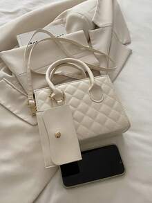 Lightweight,Business Casual Double Handle Square Bag For Teen Girls Women College Students,Rookies & White-Collar Workers Perfect For Office,College,Work ,Business,Commute,Outdoors, Travel, Outings - White - View 5